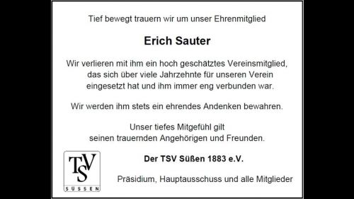 Nachruf zum Tod von Erich Sauter